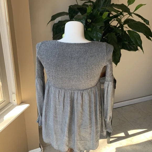 Zara Woman Smocked Black & White Plaid Babydoll Top size x-small - Picture 6 of 6